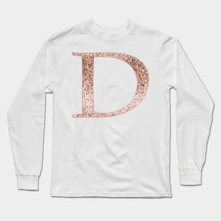 D rose gold glitter monogram letter Long Sleeve T-Shirt